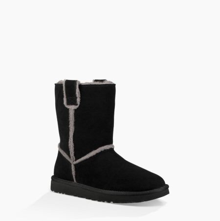 UGG Classic Short Spill Seam Black Boots for Women (JLGD01275)